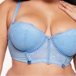 Adore Me Light Blue Lace Longline Bra